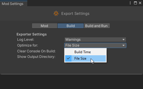 Mod Build Settings