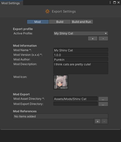 Setup Mod Settings