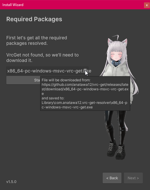 vrc-get needs installing