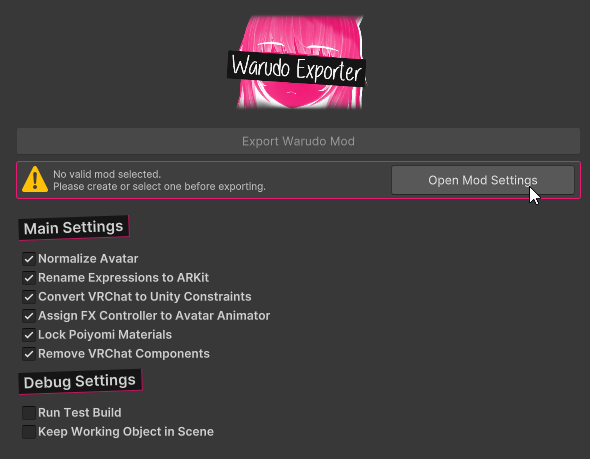 Add Warudo Exporter Component to Avatar